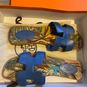 Blue Hermes sandles